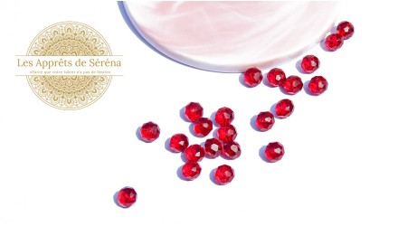 perles 8x6mm rouge cerise