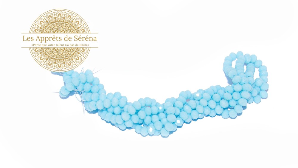 50 Perles abaques à facettes 6x5mm bleue ciel