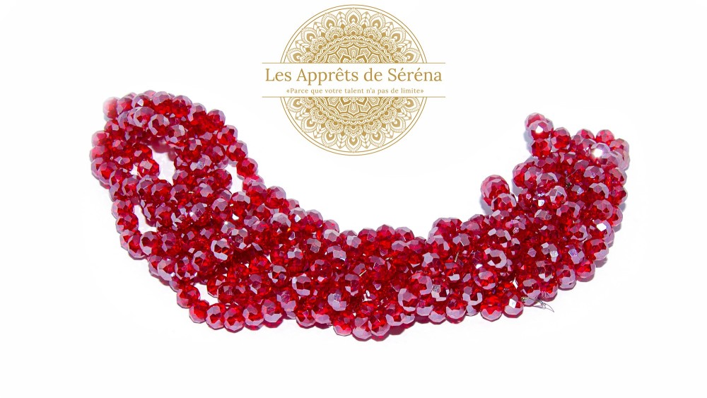 50 Perles abaques à facettes 6x5mm rouge AB