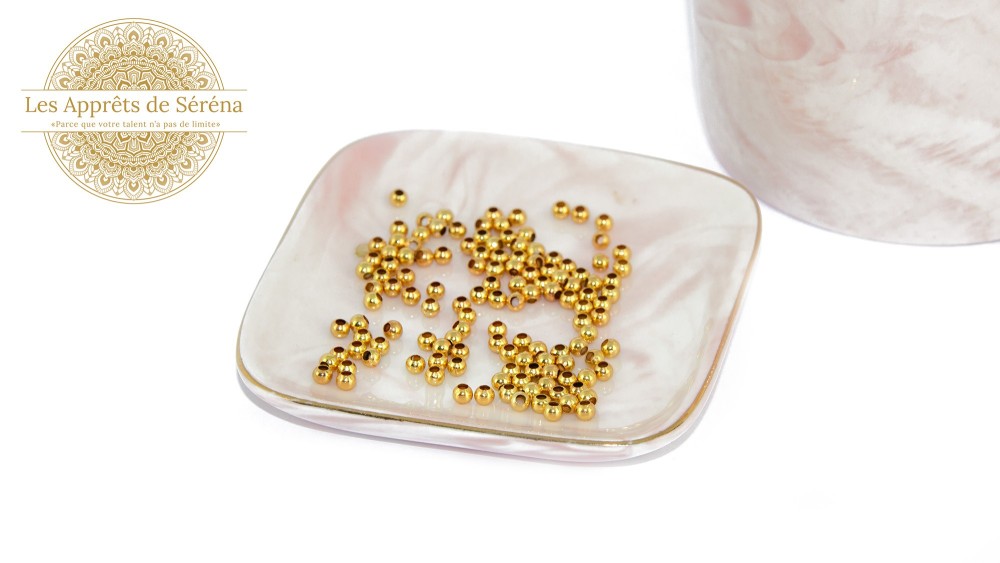 Perles intercalaires rondes 3mm en laiton doré