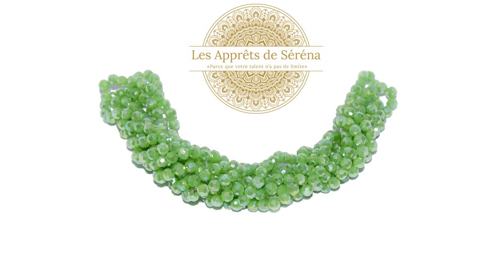 Perles verre rondes à facettes 4mm vert jade