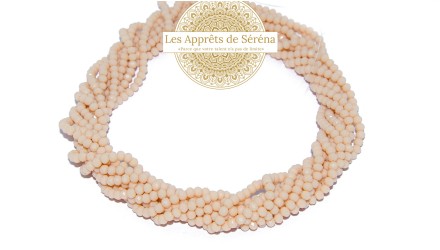 Perles verre abaques à facettes 4x3mm beige rosé