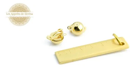 clips ronds 13mm en laiton doré avec anneau