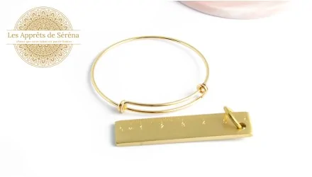 Bracelet manchette en laiton doré 18K