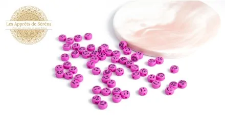 50 Perles émoticônes fuchsias
