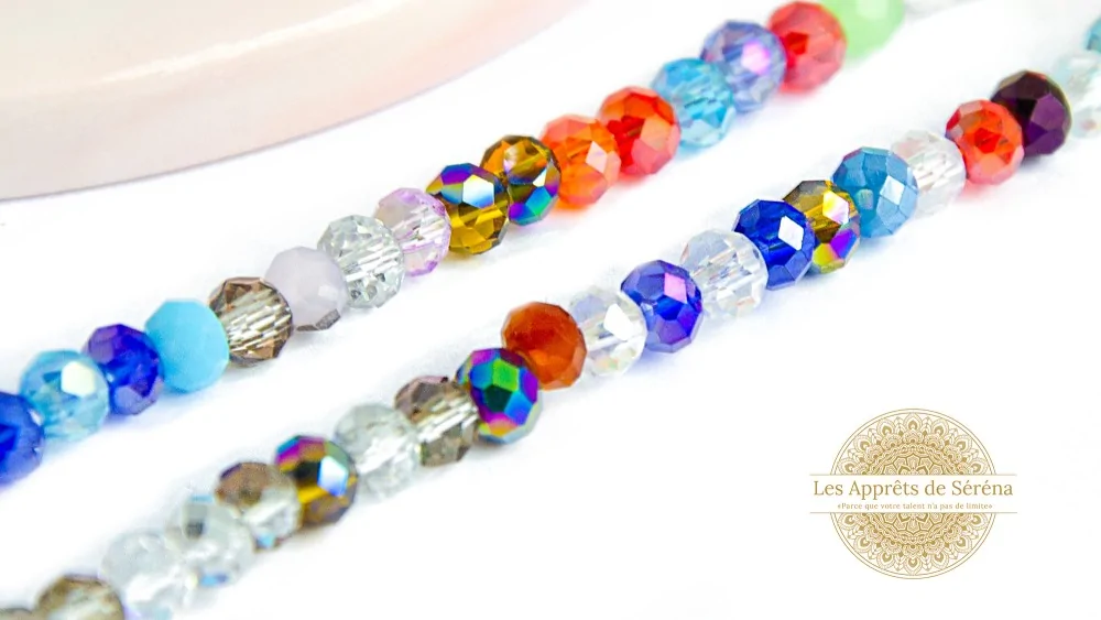 Perles abaques verre à facettes 4x3mm multicolores