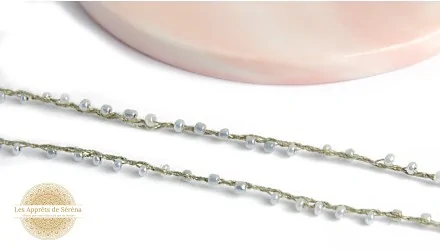 Fil coton perlé de rocailles gris perle 2mm