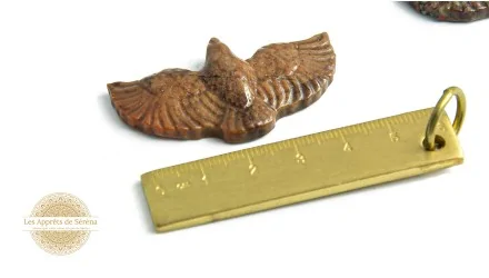 Pendentif aigle en Jaspe océan 27x50mm
