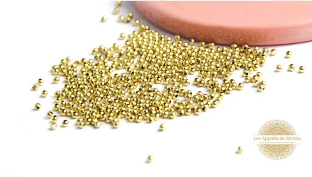 Perles rondes 2mm en acier 304 couleur or