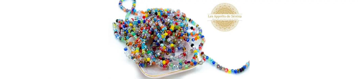 Perles en verre à facettes colorées taille 4 mm   Les apprêts de Séréna
